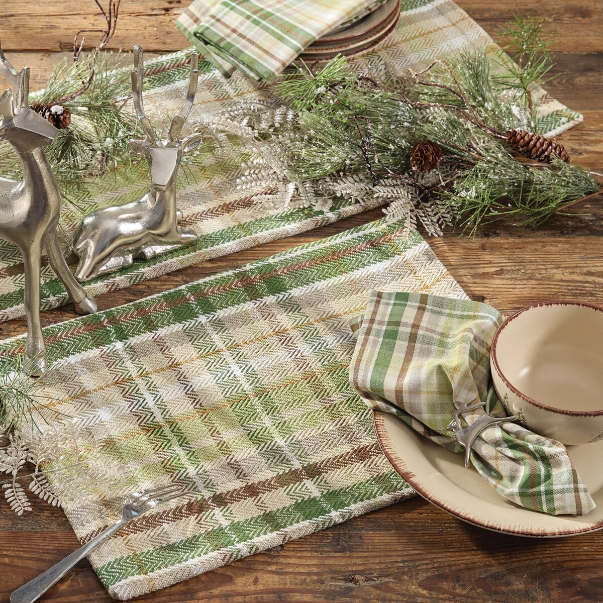 Winter Morning Plaid Table Runner 54'' Long