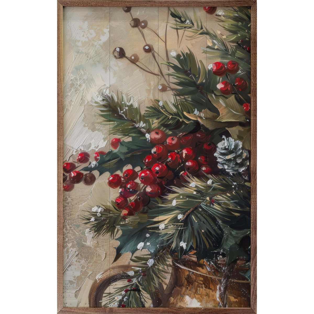 Kendrick Home Walnut Frames 5x8 Winterberry Mix III By Petals Prints Design Printed and Framed Wall Sign