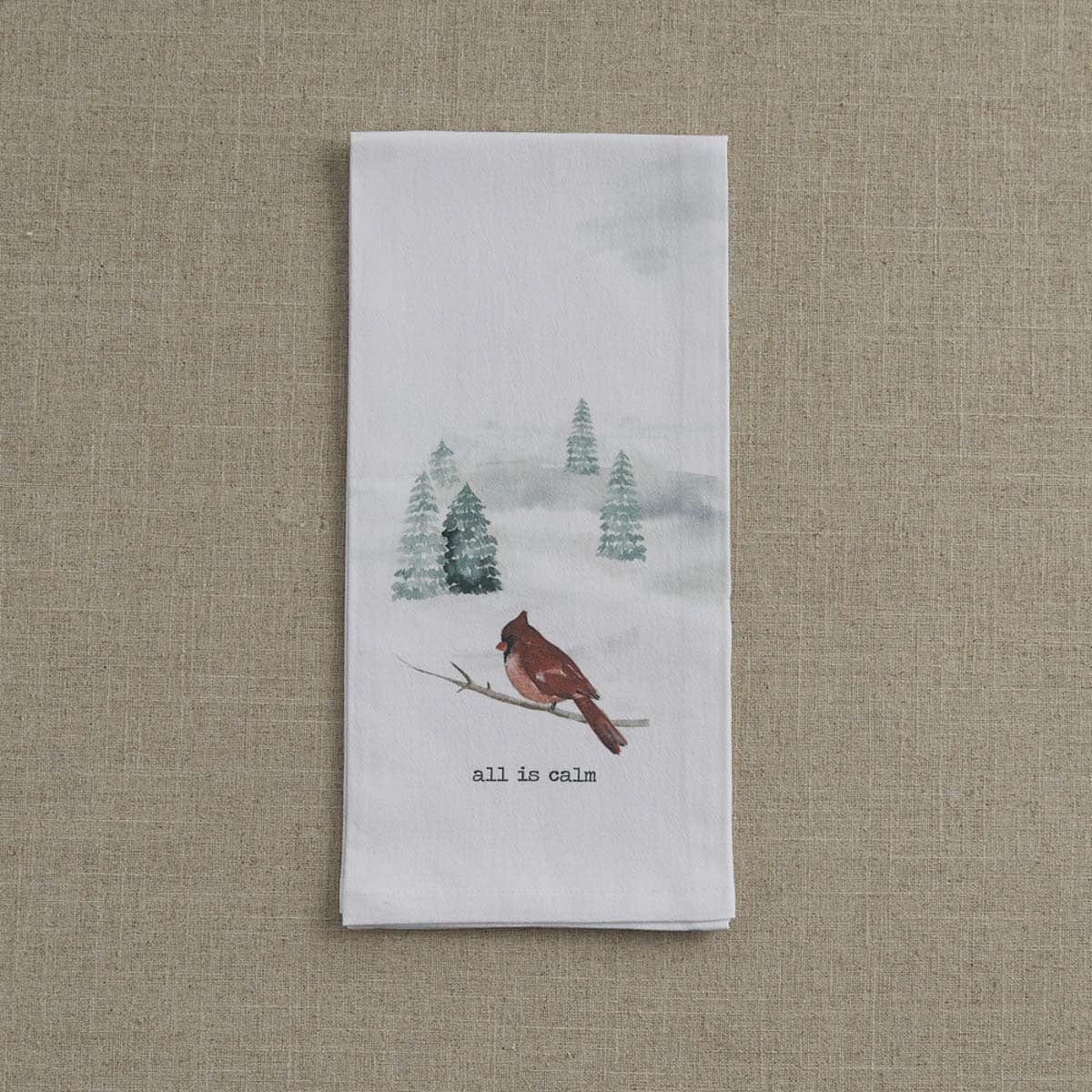 Winterland - All Is Calm Cardinal Dishtowel-Park Designs-The Village Merchant