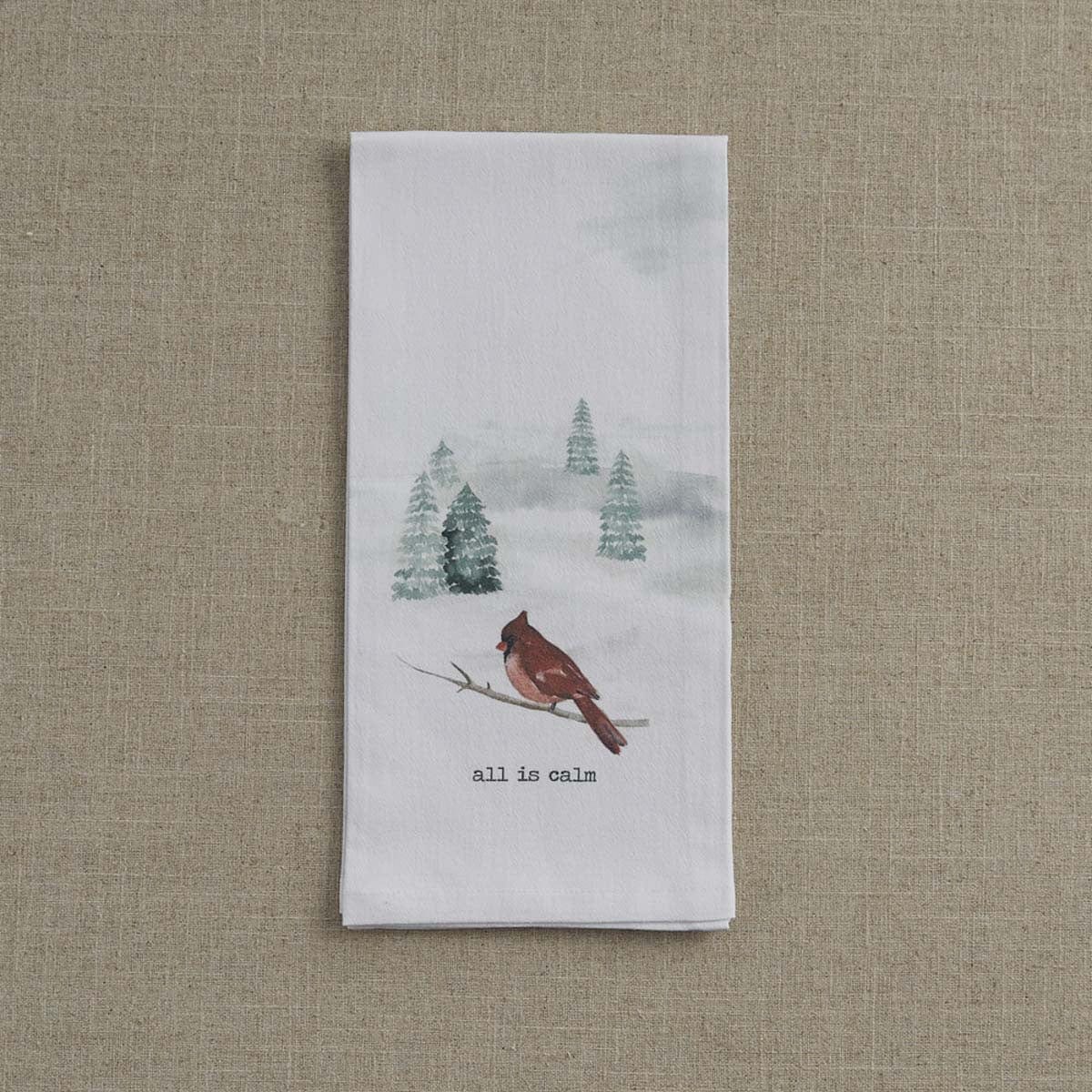 Winterland - All Is Calm Cardinal Dishtowel-Park Designs-The Village Merchant