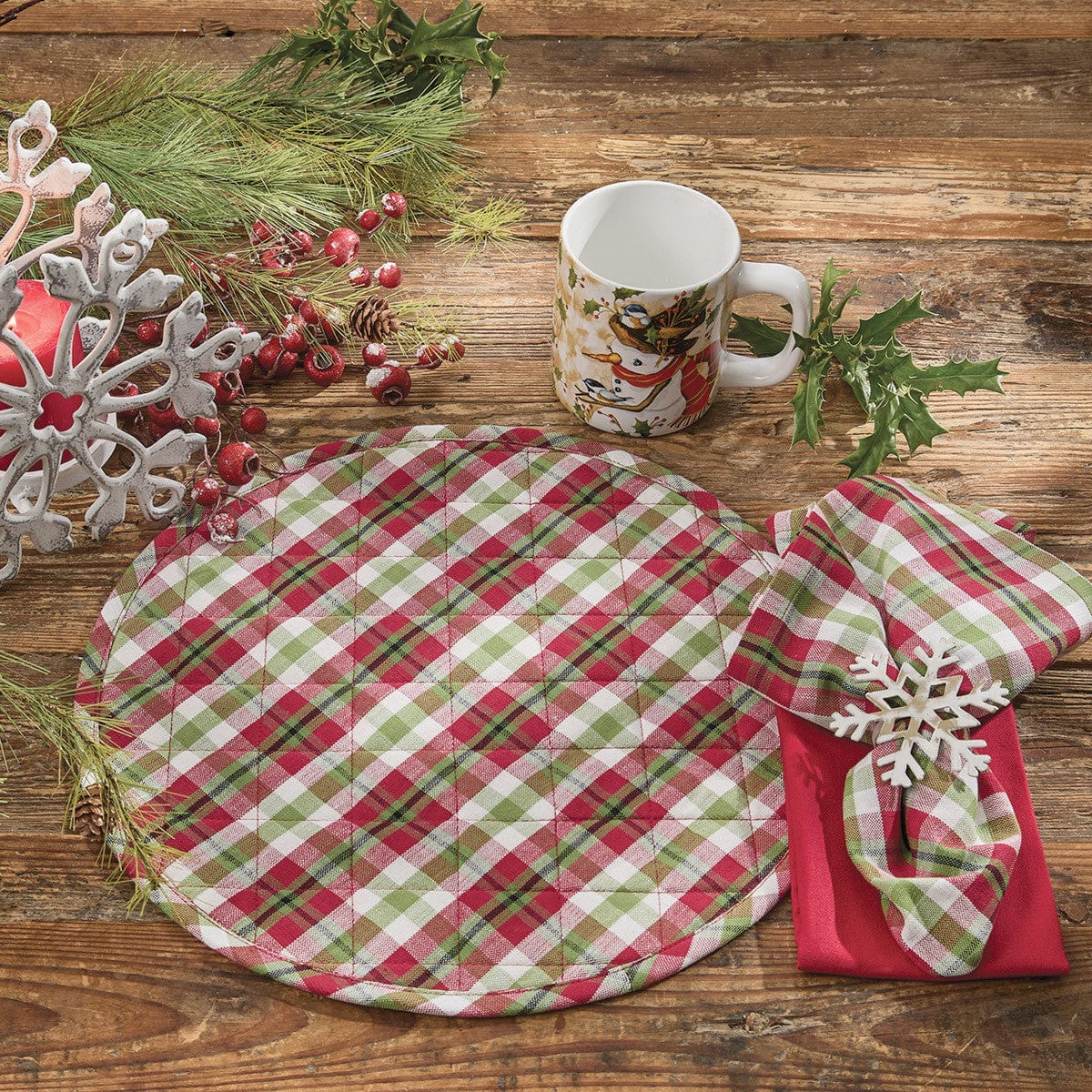 Winterland Plaid &amp; Quilted Placemat Round