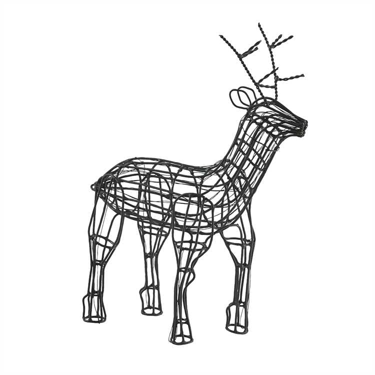 Wire Standing Deer Figurines - Set Of 2