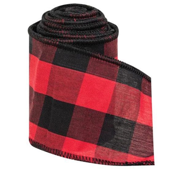 Wired Red & Black Buffalo Check Ribbon-Craft Wholesalers-The Village Merchant