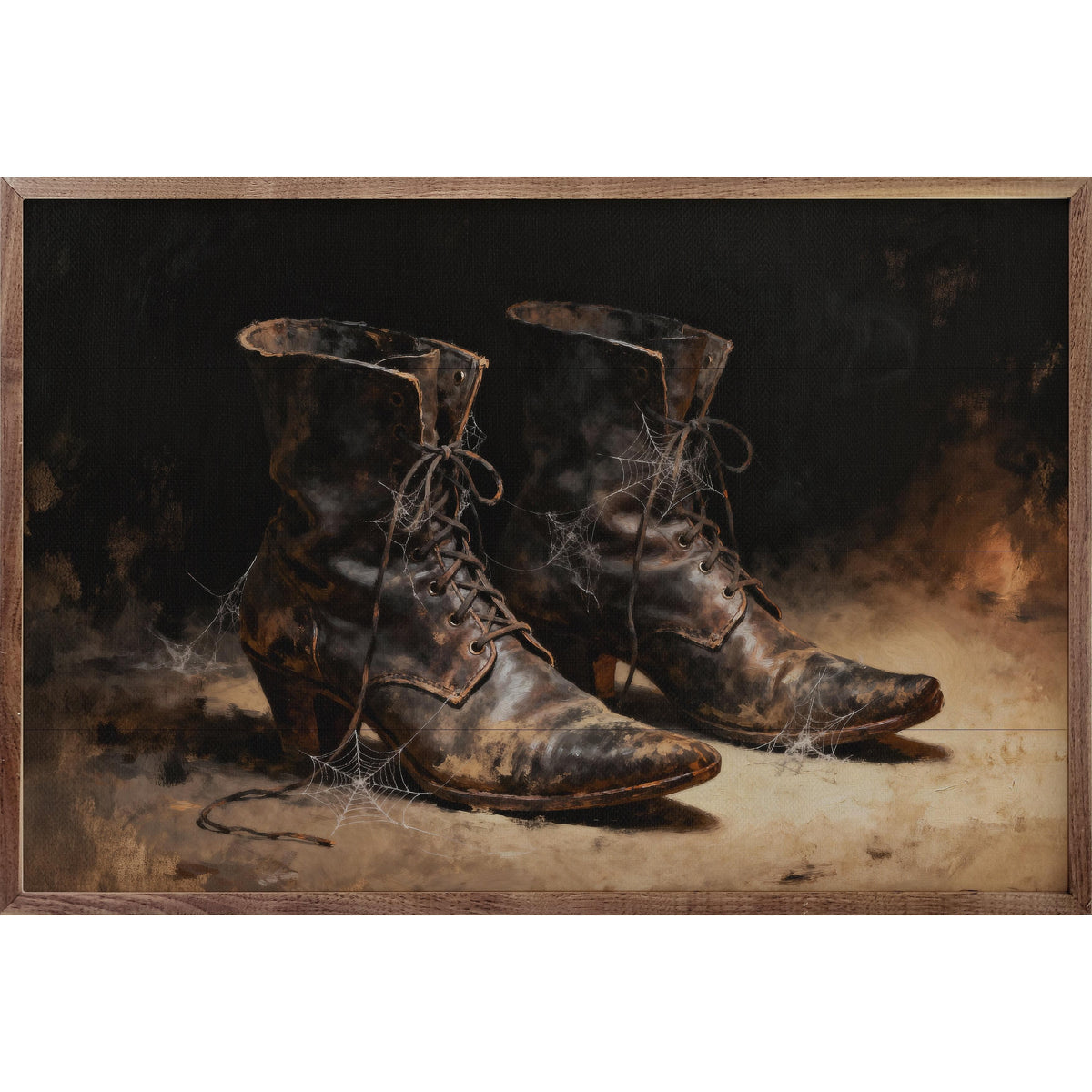 Kendrick Home Walnut Frames 8x5 Witch Boots Printed and Framed Wall Sign