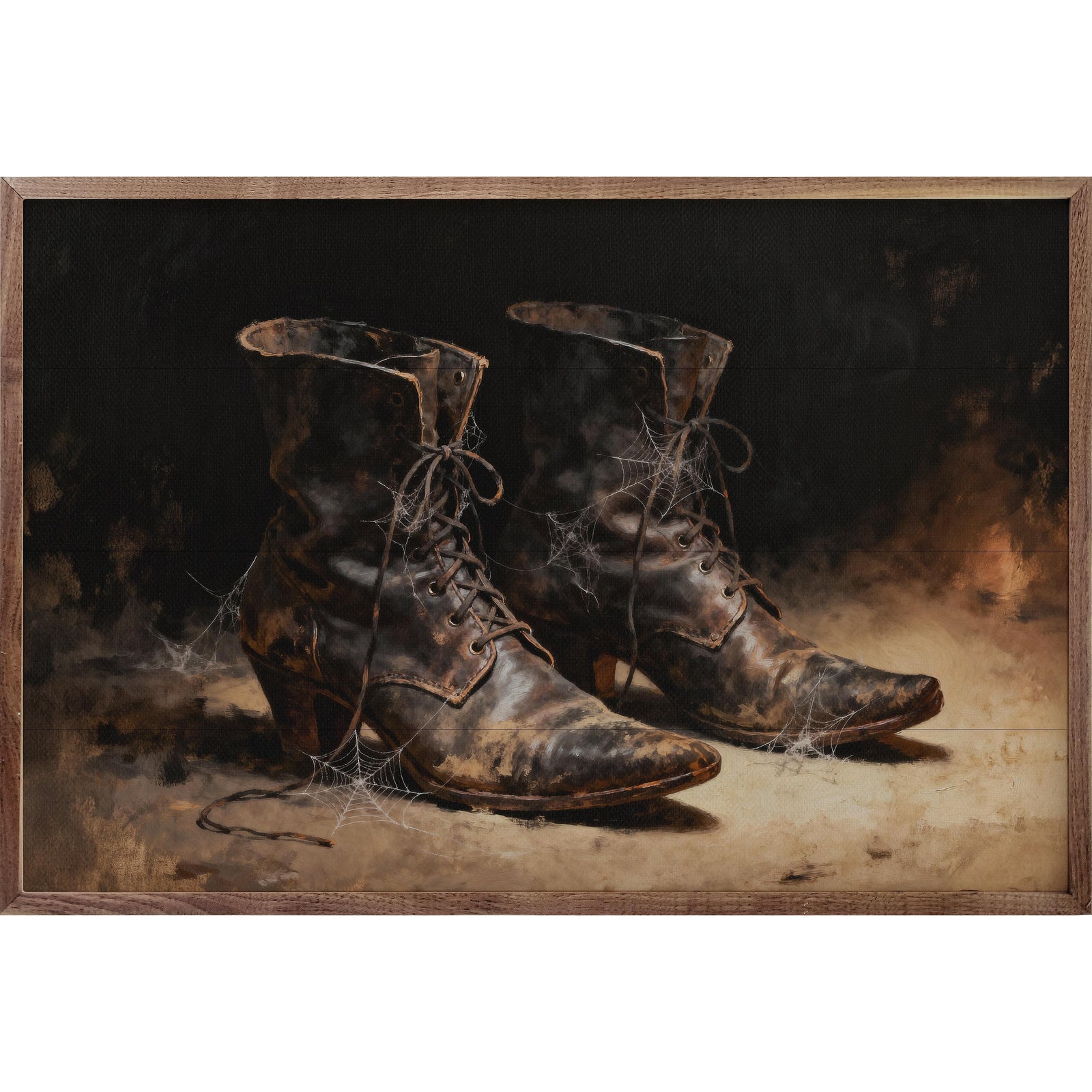Kendrick Home Walnut Frames 8x5 Witch Boots Printed and Framed Wall Sign