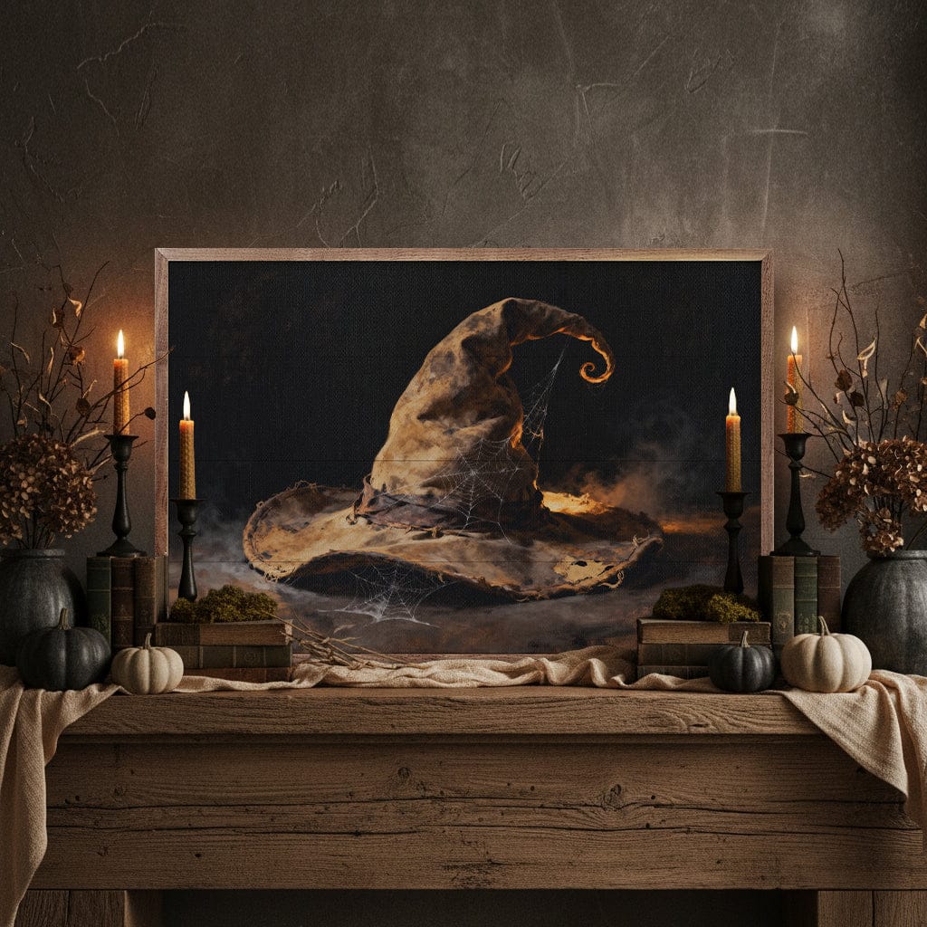 Kendrick Home Walnut Frames 8x5 Witch Hat Printed and Framed Wall Sign