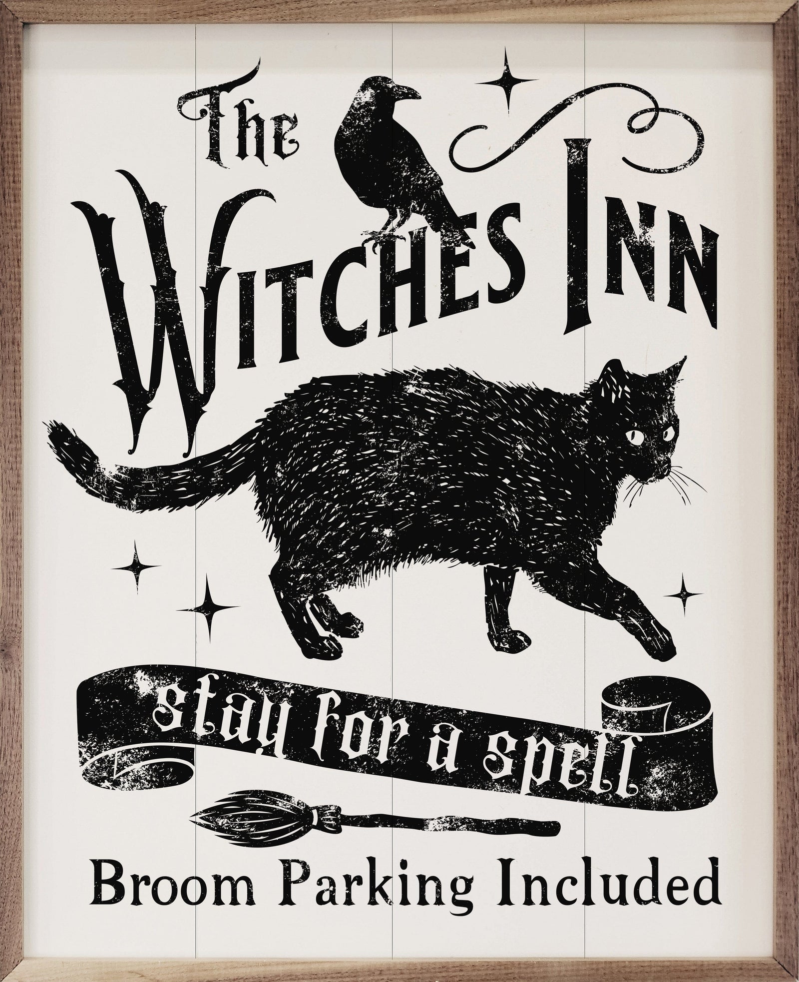 Kendrick Home Walnut Frames 8x10 Witches Inn Stay For A Spell Cat White