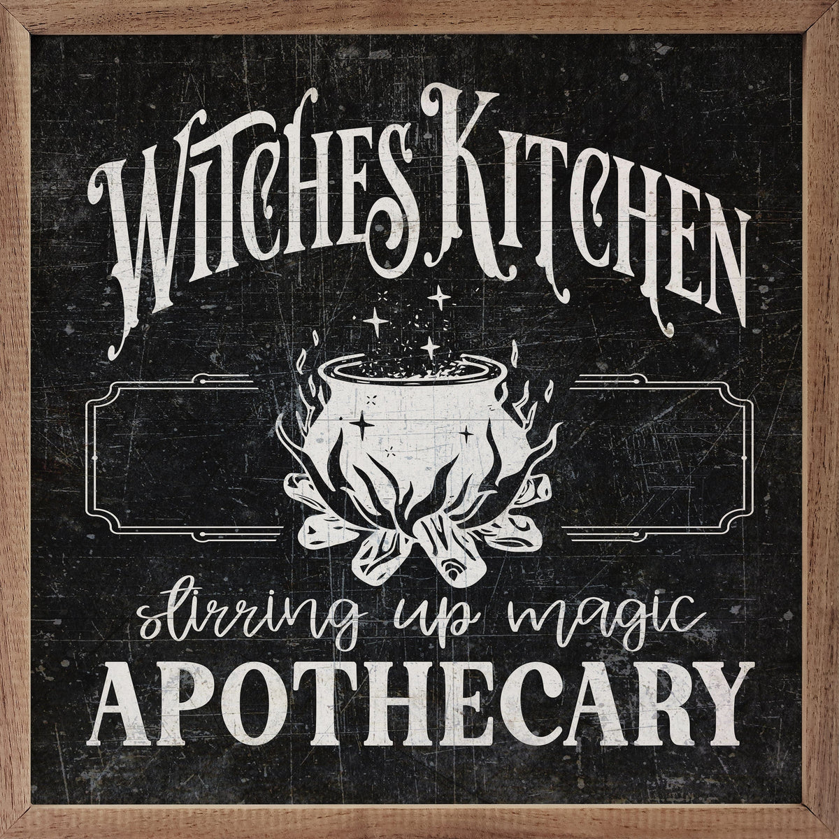 Kendrick Home Walnut Frames 4x4 Witches Kitchen Black Printed and Framed Wall Sign