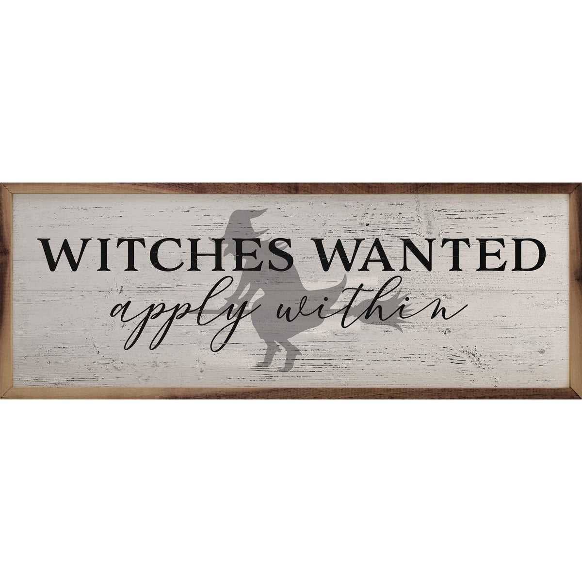 Kendrick Home Walnut Frames 12x4 Witches Wanted White Printed and Framed Wall Sign