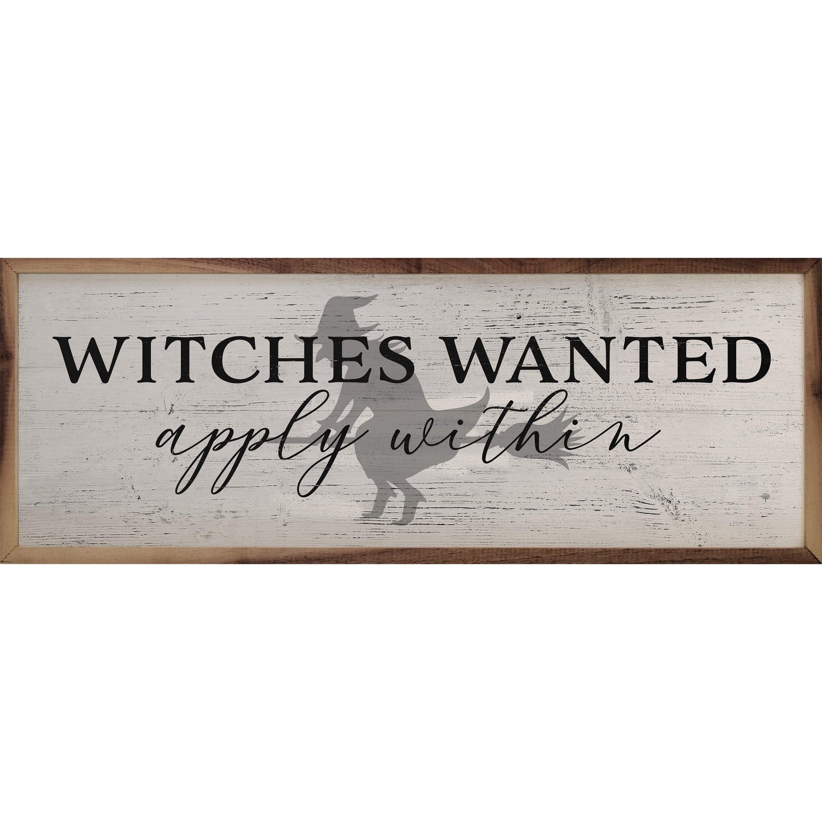 Kendrick Home Walnut Frames 12x4 Witches Wanted White Printed and Framed Wall Sign