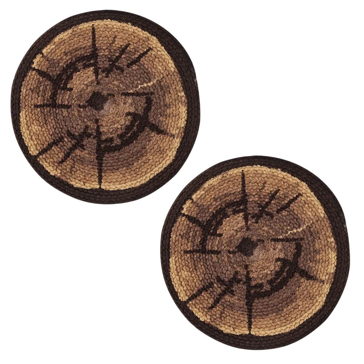 Park Designs Wood Slices Braided & Printed Placemat Round Set of 2