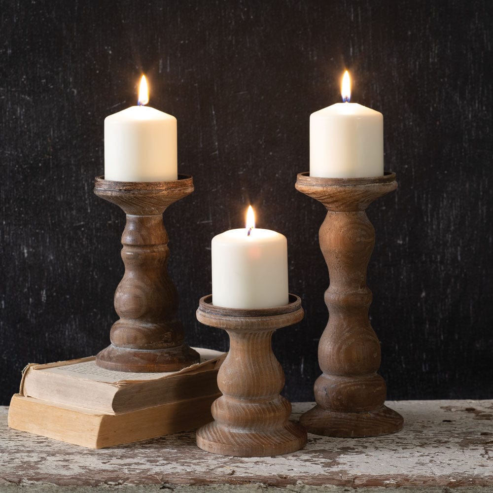 Wooden Candle Holder For Pillar Candles Set of 3 - Assorted Sizes-CTW Home-The Village Merchant