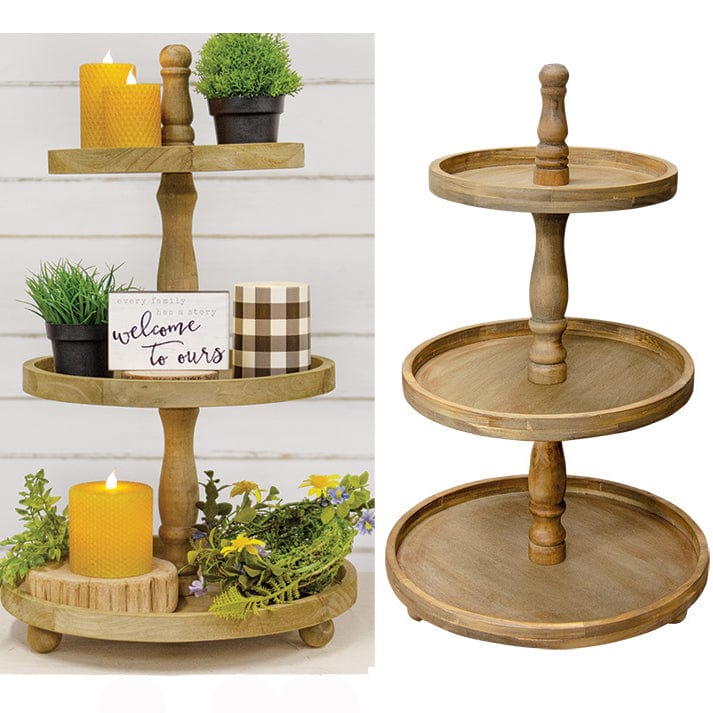 Wooden Distressed Three 3 Tiered Tray-Craft Wholesalers-The Village Merchant