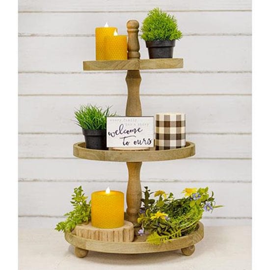 Wooden Distressed Three 3 Tiered Tray-Craft Wholesalers-The Village Merchant