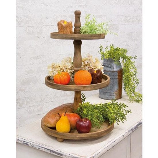 Wooden Distressed Three 3 Tiered Tray-Craft Wholesalers-The Village Merchant