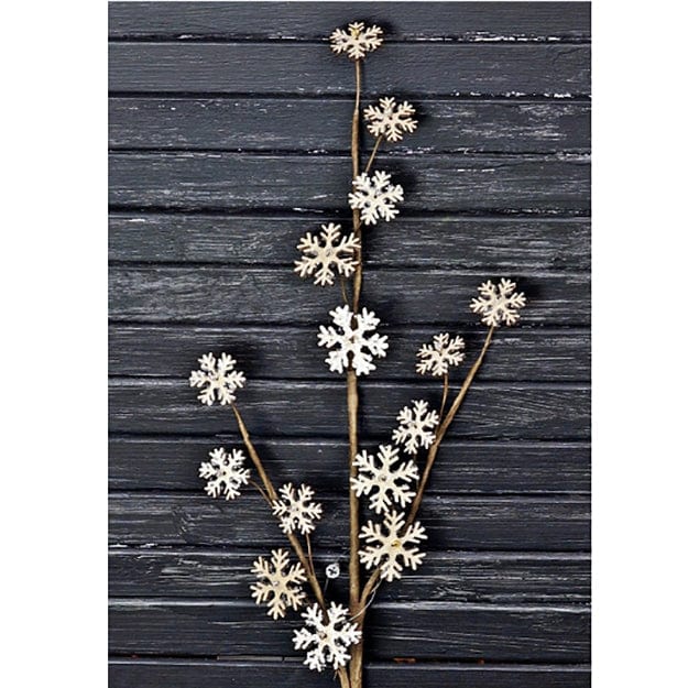Wooden Glitter Vintage Style Snowflake Pick / Spray 24&quot; High-Craft Wholesalers-The Village Merchant
