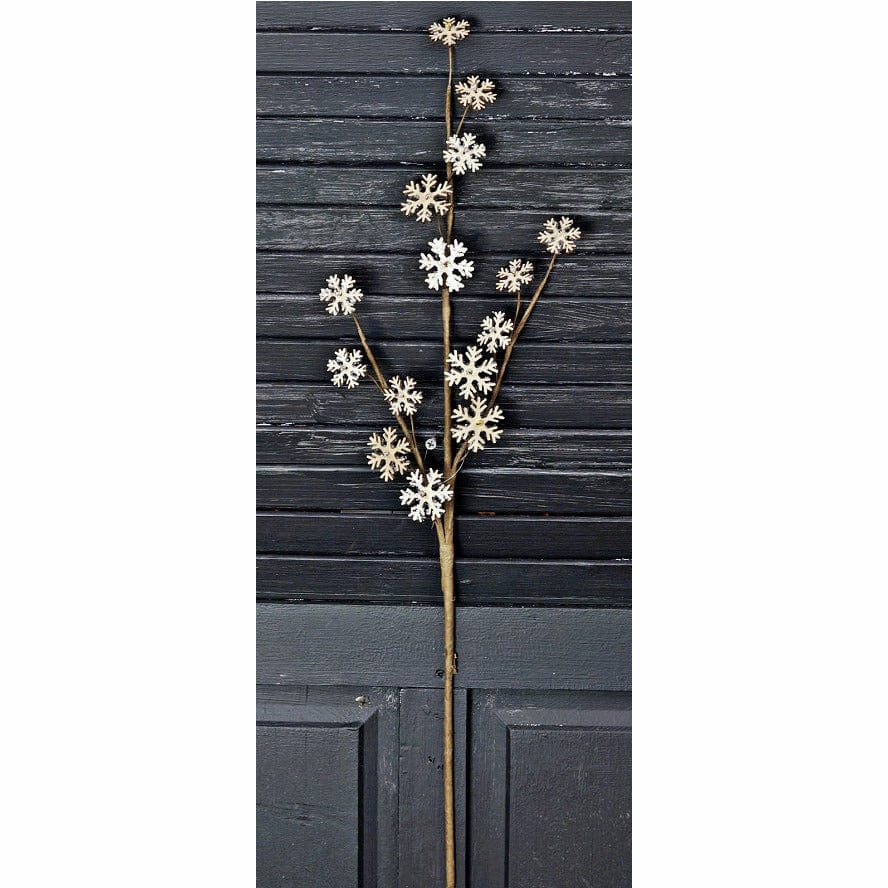 Wooden Glitter Vintage Style Snowflake Pick / Spray 24&quot; High-Craft Wholesalers-The Village Merchant