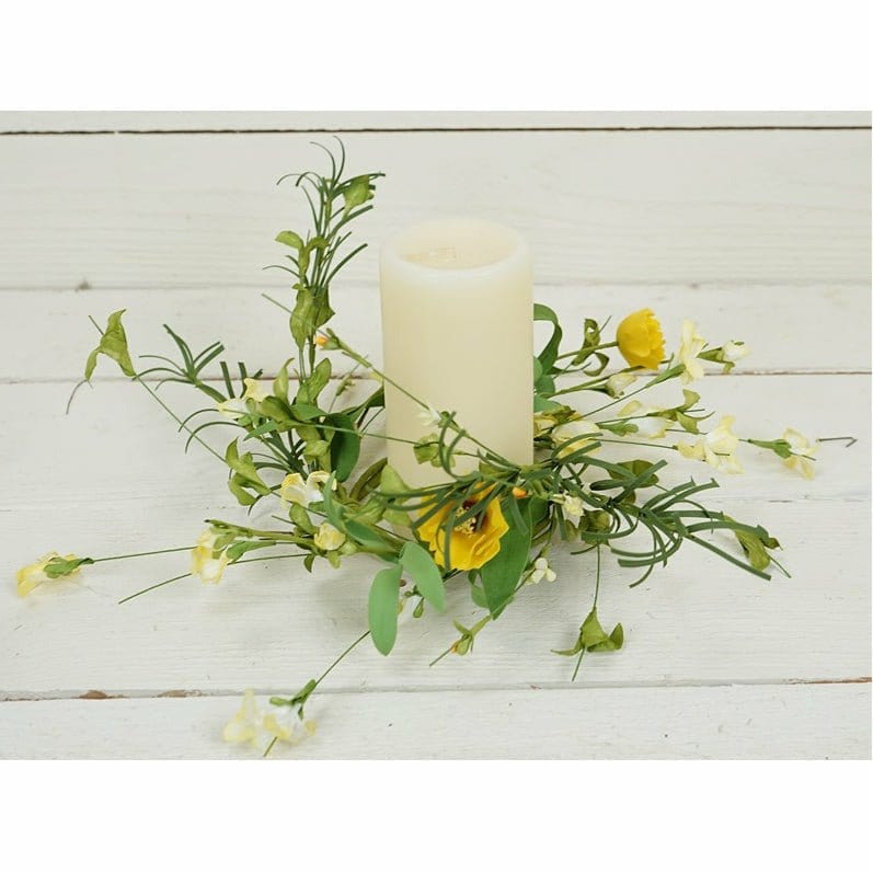 Yellow Anemone Candle Ring / Wreath 3.5" Inner Diameter-Impressive Enterprises-The Village Merchant