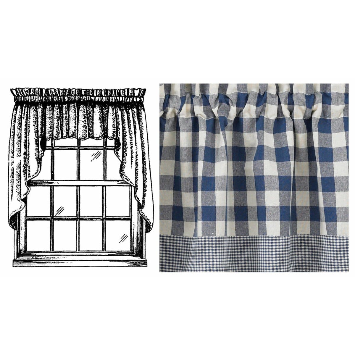 York In Blue Swag Pair 36" Long Unlined-Park Designs-The Village Merchant