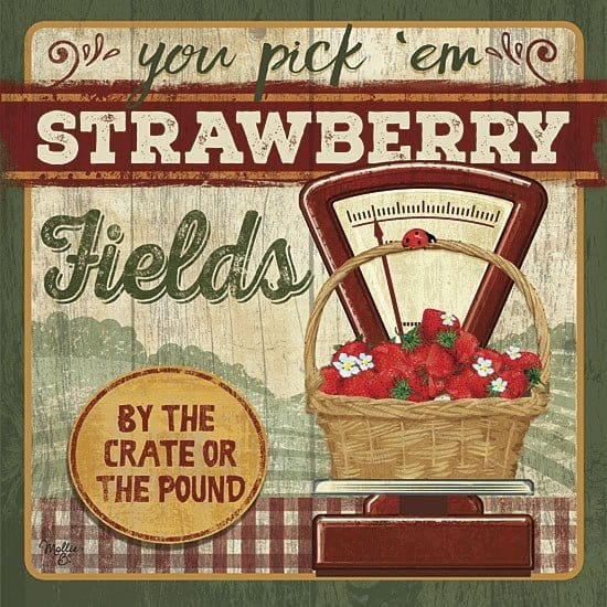 Penny Lane Publishing You Pick 'Em Strawberries By Mollie B Right Art Print - 12 X 12