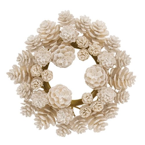 Yuletide Frosted Pinecones Candle Ring / Wreath 3" Inner Diameter