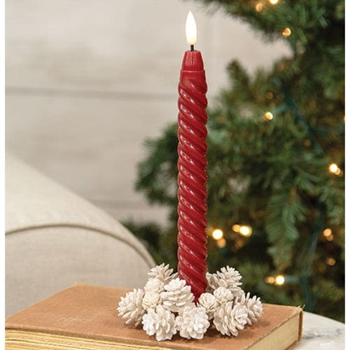 Yuletide Frosted Pinecones Taper Candle Ring 1" Inner Diameter